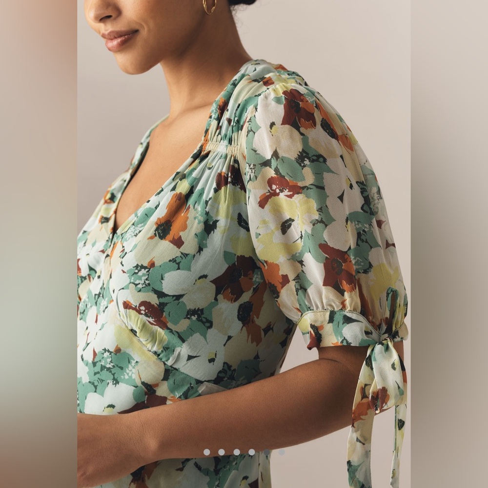By Anthropologie short sleeve v neck slip midi Dress - Picture 4 of 10